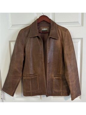 The Territory Ahead Brown Leather Zip-Front Jacket